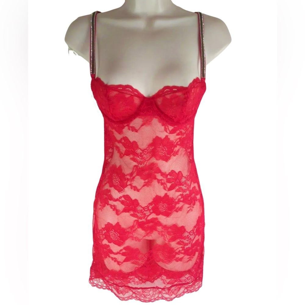 Victoria's Secret Wicked Unlined Bling Strap Lace Cupped Mini Slip Size XS